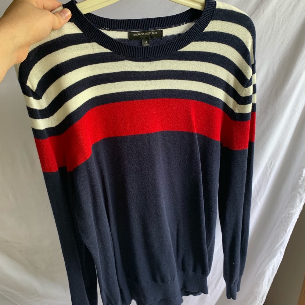 Banana Republic Striped Navy and Ref Sweater M